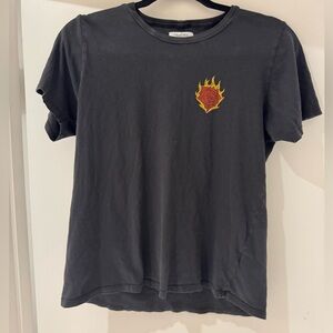 Black T-Shirt with Flame Rose: Lauren Moshi
